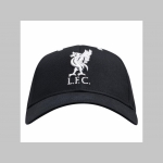 Liverpool čierna šiltovka s vyšívaným logom, univerzálna nastaviteľná veľkosť so zapínaním na suchý zips materiál 100% bavlna